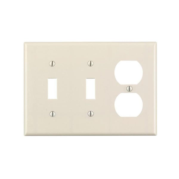 Ezgeneration Light Almond 3-Gang, 2-Toggle with 1-Duplex Combo Wall Plate, White EZ778458 - main